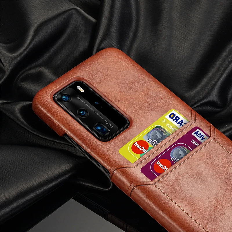 luxury business high quality soft shockproof credit card pocket pu leather mobile phone case for huawei p40 p30 pro cover fundas free global shipping