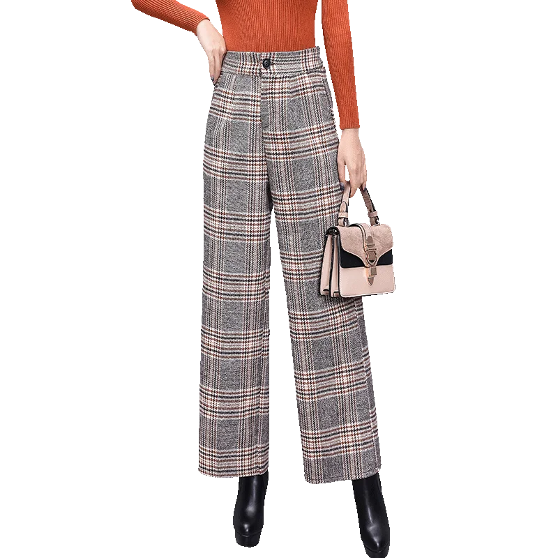 2019 осень и зима новые женские модные Свободные повседневные Клетчатые Шерстяные