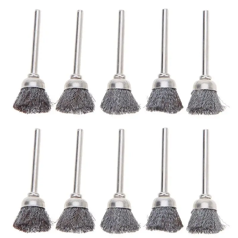 

10x Bowl Shape 13MM Diameter Stainless Steel Wire Brush Drill End 1/8 3mm Shank
