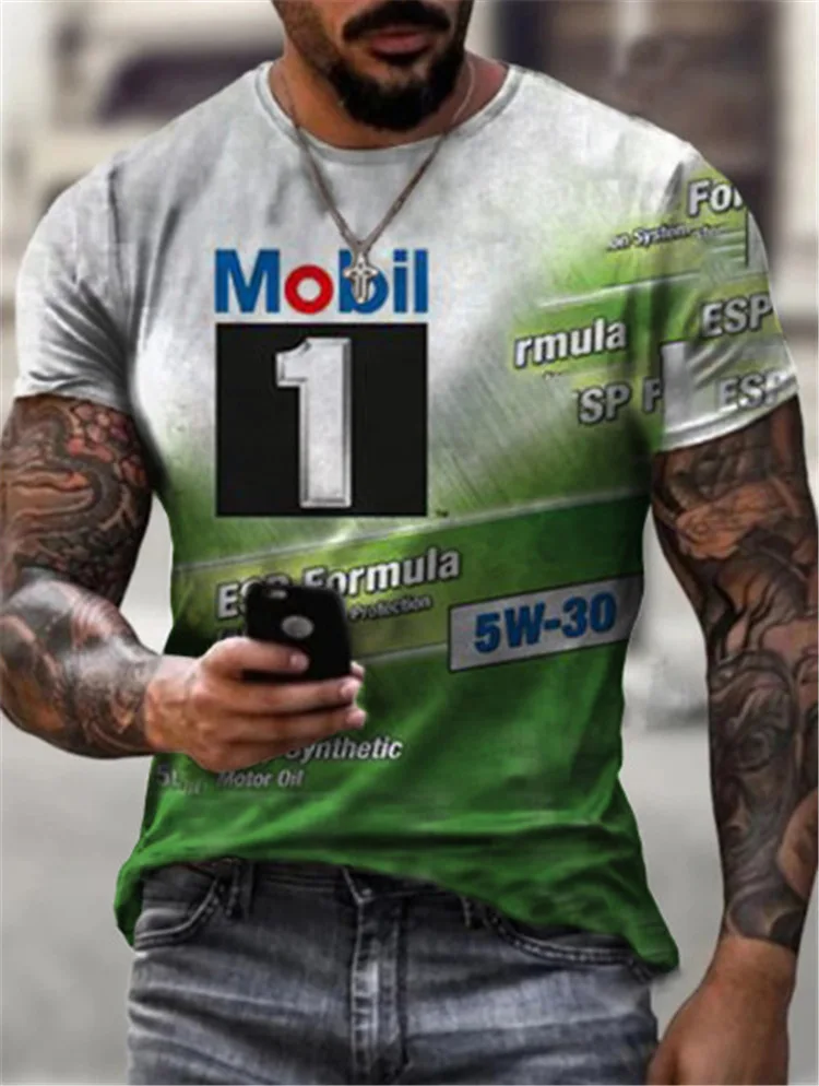 

Summer men's New Software Printing Printing short-sleeved T-shirt Round Neck Personality Casual short-sleeved T-shirt