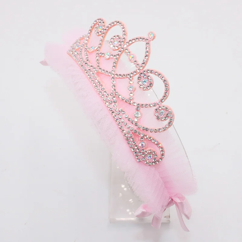 Новый Модный милый розовый Шелковый Стразы Принцесса Дети Девочки Хрустальный