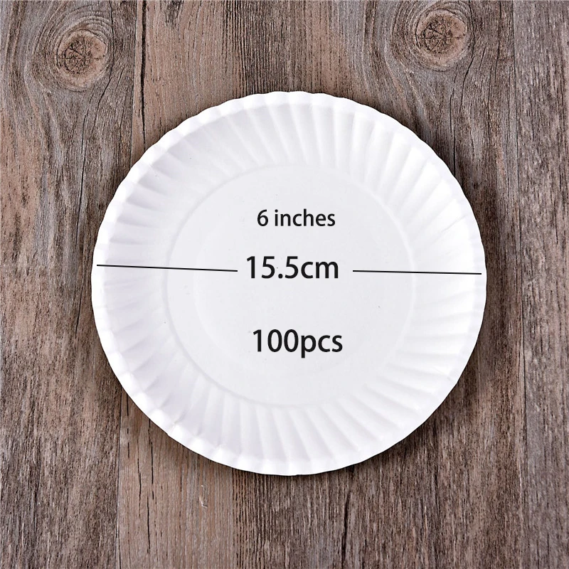 100 шт./упак. одноразовые тарелки лотка чистый белый картон для дня рождения