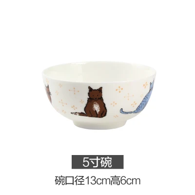 Soup Bowl Британский Кот костяного фарфора набор керамической посуды кофейная чашка и блюдце, чайник, тарелка, кружка, суповая чаша, боковая тарелка - Цвет: Soup Bowl