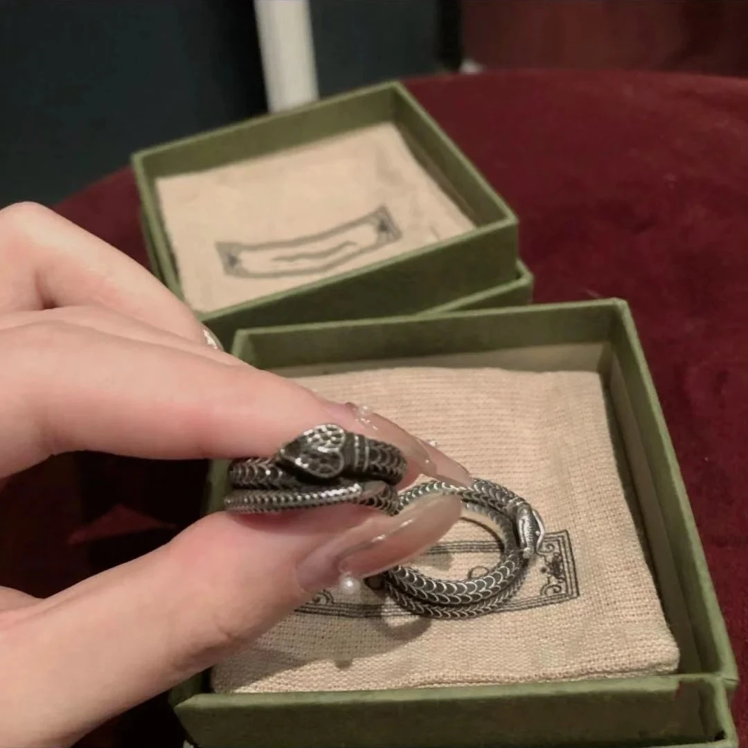 

S925 pure silver ring for men and women, the double G rattle, European and American style restoring ancient ways