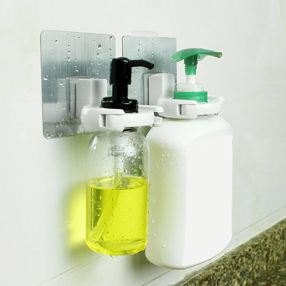 

Bathroom Wall Mounted Shampoo Bottle Shelf Shower Gel Bottle Rack Hook Self Adhesive Holder Hanger for Sanitizer Shampoo