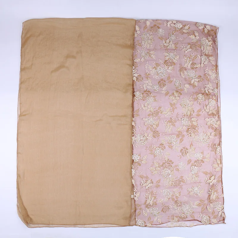 Модный простой кружевной Цветочный лоскутный шелковая шаль шарф Женский