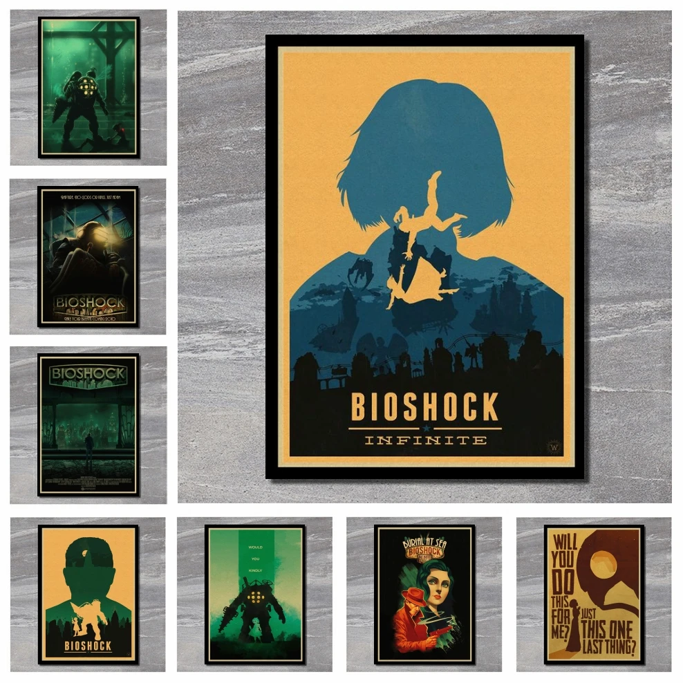 Ретро-постер BioShock украшение для дома игровой постер из крафт-бумаги рисование