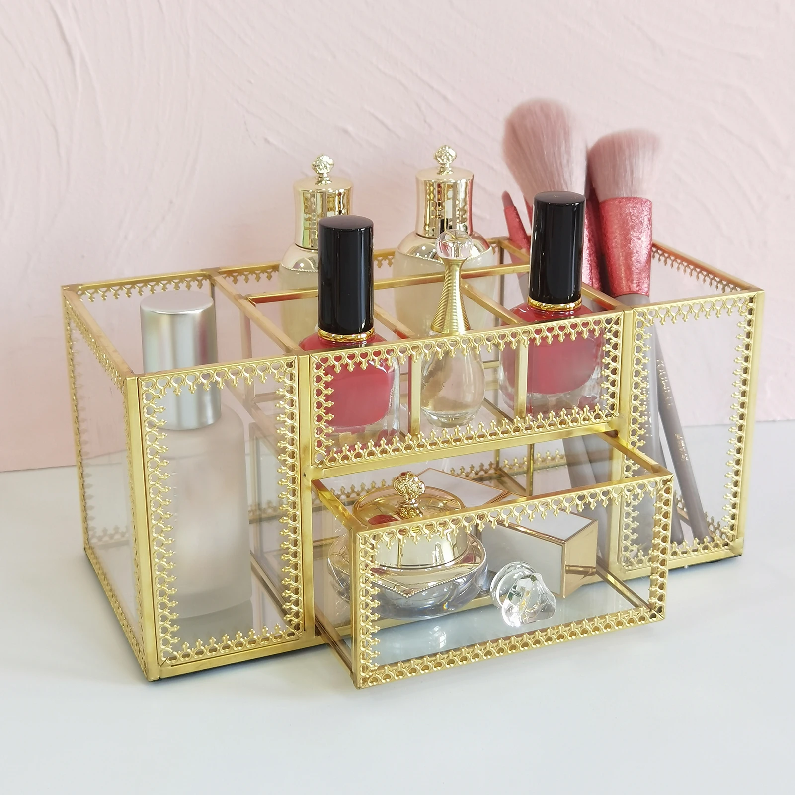 

Makeup Brush Holder Cosmetic Organizer Box Desktop Eyebrow Pencils Stand Makeup Tool Jewelry Storage Rack Dressing Table Stand