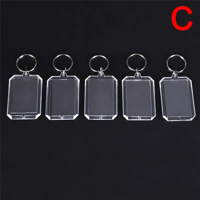 

5PCS Sweet Couple Transparent Blank Acrylic Insert Photo Picture Frame Keyring Rectangle Heart Round Style DIY Keychain