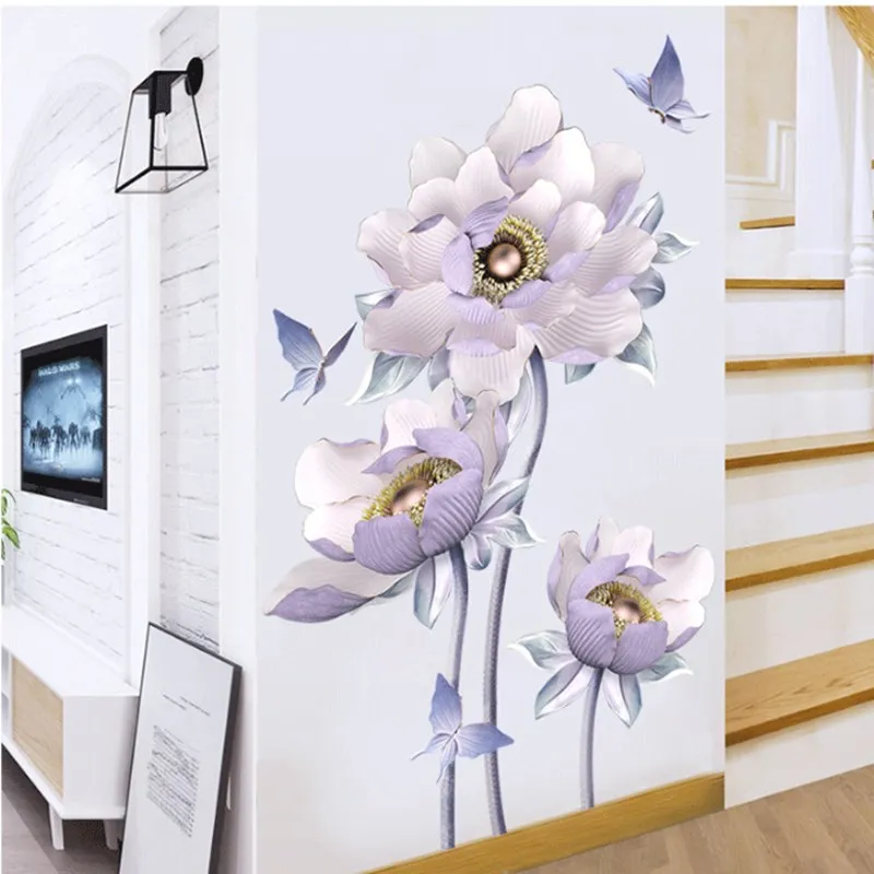 Цветы настенные 3D обои Vsco декор для комнаты девочки в эстетике подростков ванной