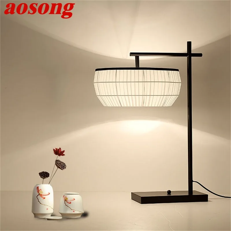 Светодиодная настольная лампа AOSONG современный дизайн черная роскошсветильник