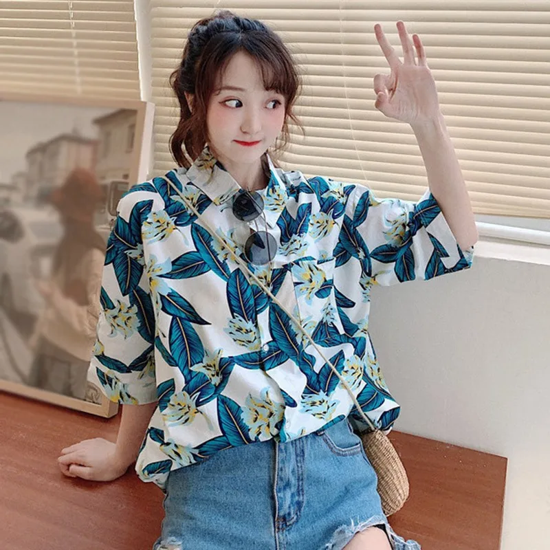 

2020 New Women Blouses Fashion Long Loose Shirts For Lady Girls Casual Tops Summer Long Sleeve Shirt Beach Turn-down Shirts