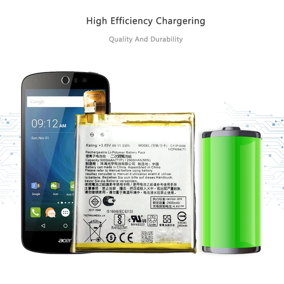 

Replacement Battery For Asus Zenfone Laser 3 Zc551kl C11P1606 3000mAh with Track Code