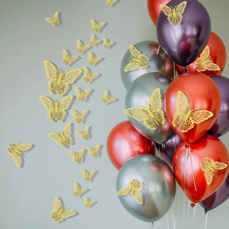 

12 Pcs/lot 3D Butterfly Mirror Wall Sticker Decal Wall Art Removable Wedding Decoration Kids Room Decoration Sticker Crystal