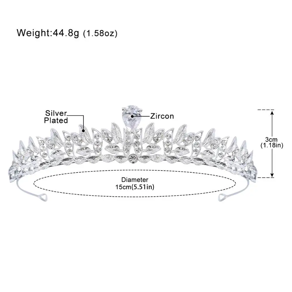 Mecresh листья циркона короны невесты тиары Кристалл Quinceanera для конкурса