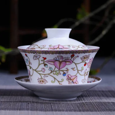 

Jingdezhen blue and white porcelain Chinese kung fu tea tureen white porcelain tea the gift to friend keeping in good health