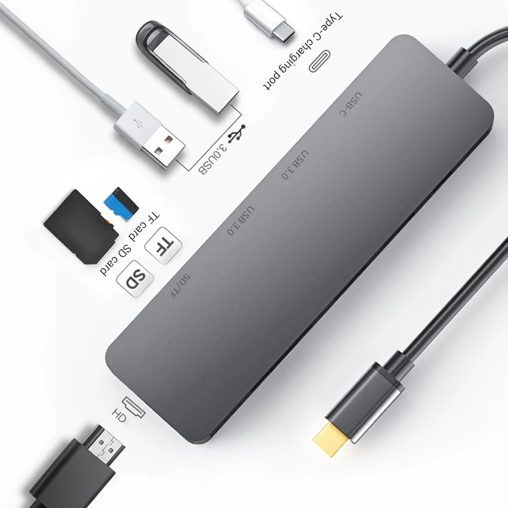 

USB-хаб 6 в 1, USB C на USB 3,0, RJ45, SD/TF, PD