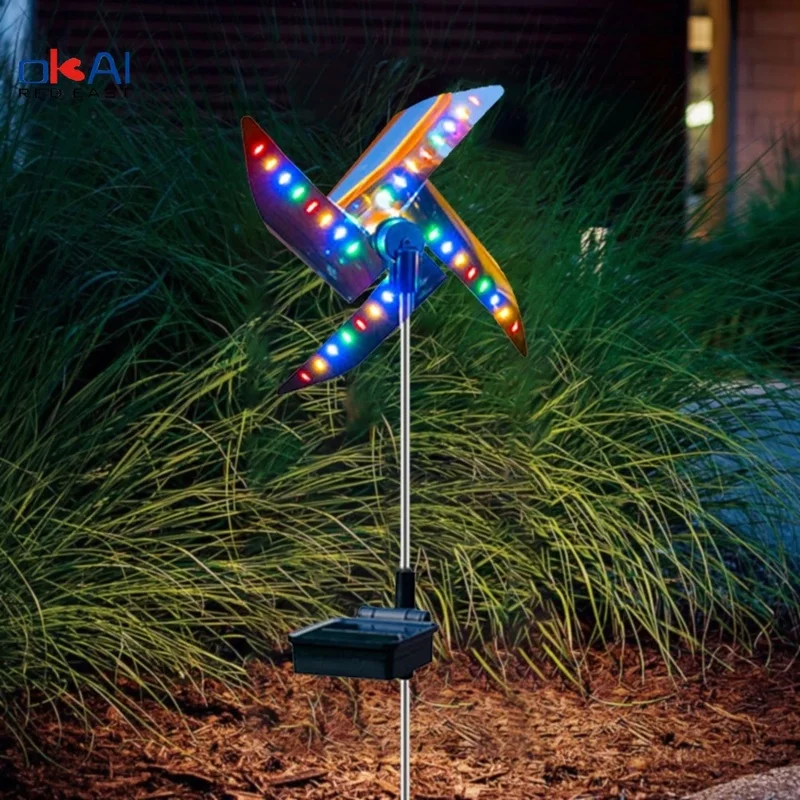 

2 Pcs LED Spot Light Garden Path Landscape Lights 32LED Solar Ground Light Outdoor Decorative Windmill Waterproof Night Light