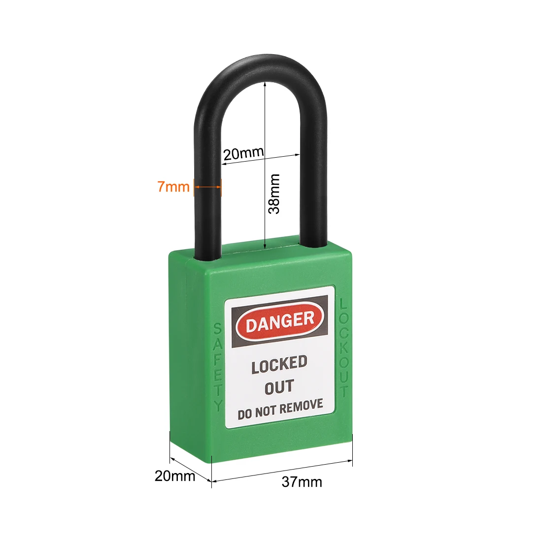 

uxcell 2 pcs Lockout Tagout Safety Padlock 1-1/2-inch Nylon Shackle Keyed Different Light Green