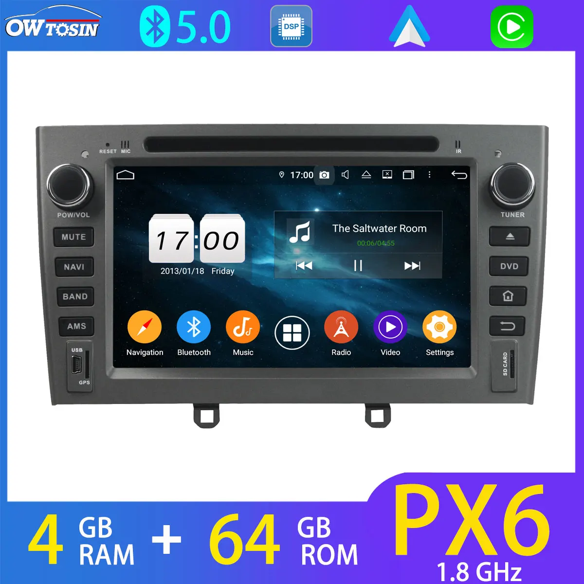 2 Din PX6 4 + 64G Автомобильный DVD мультимедийный плеер для Peugeot 408 308 SW 2007 2013 WiFi Android 10 GPS