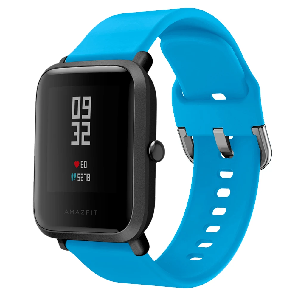 Силиконовый мягкий ремешок для Xiaomi Huami Amazfit Bip BIT Lite Молодежные умные часы браслет на запястье для Amazfit gts ремешок для часов 20 мм ремешок - Цвет: Sky blue