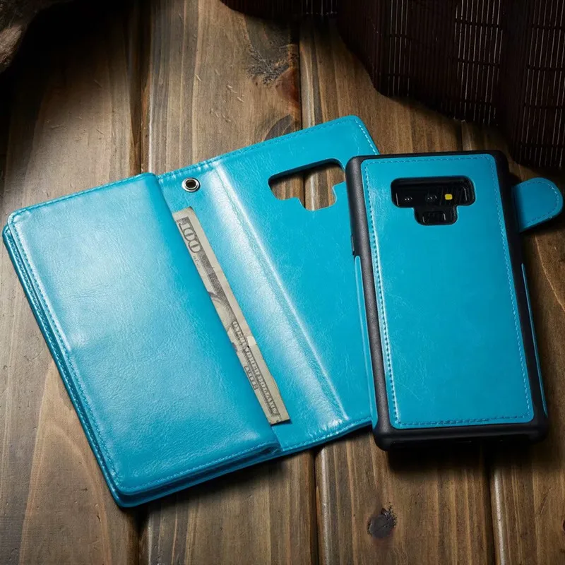 Роскошный Съемный кожаный чехол-бумажник с откидной крышкой для Samsung Galaxy Note 4 5 8 9 10
