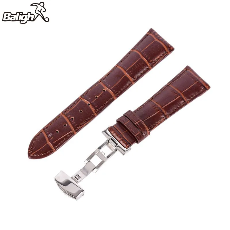 16 24 мм ремешок из натуральной кожи полированная застежка бабочка нержавеющей