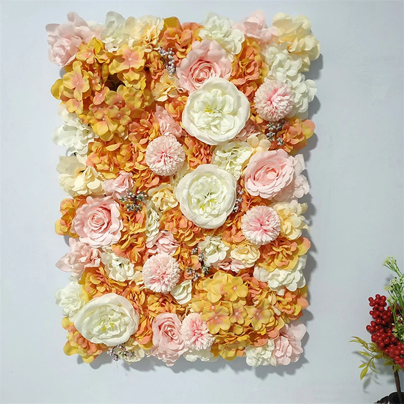 

60x40cm Artificial Flowers DIY Wedding Decoration Flower Wall Panels Silk Rose Hydrangea Flower Home Decoration Backdrop Decor