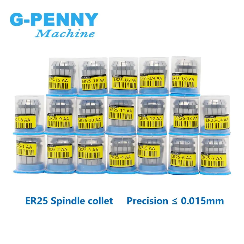 G-Penny 1x ER25 пружинный цанговый патрон 0 015 мм 1 2 3 4 5 6 7 8 9 10 11 12 13 14 15 16 1/4 1/8 1/2 фрезерный