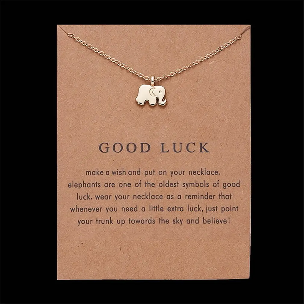 Модное ожерелье на удачу из сплава с бумажными карточками и слоном аксессуары