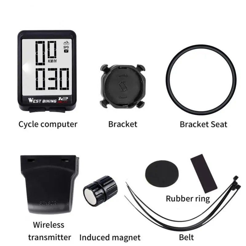 

Mountain Road Bike Wireless Large Character Code Table Large Screen English Waterproof Luminous Speedometer