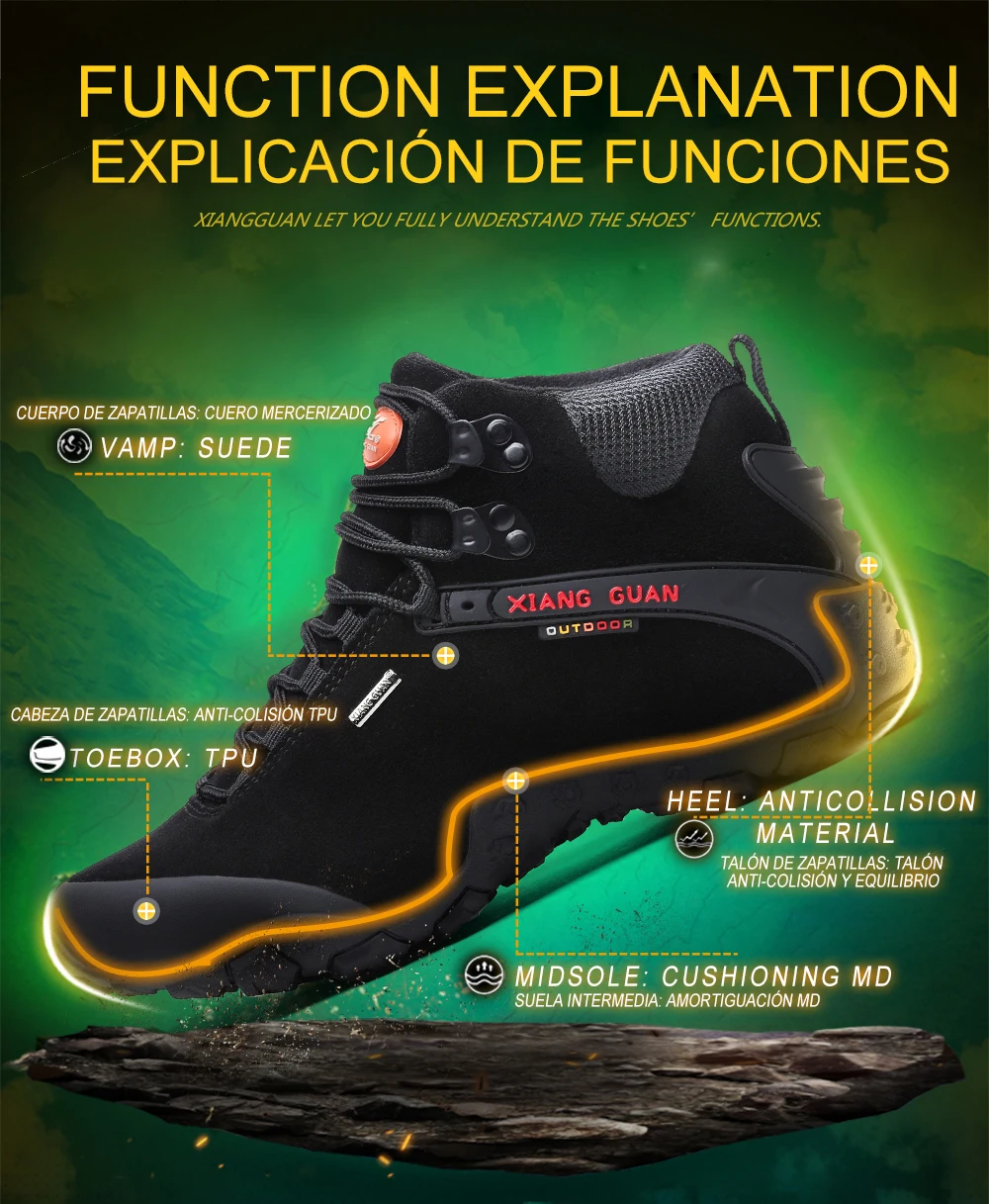 XIANG GUAN Men Hiking Shoes Male Waterproof Trekking Boots Outdoor Jogging Sneakers Tactical Trainers Climbing Mountain Shoes