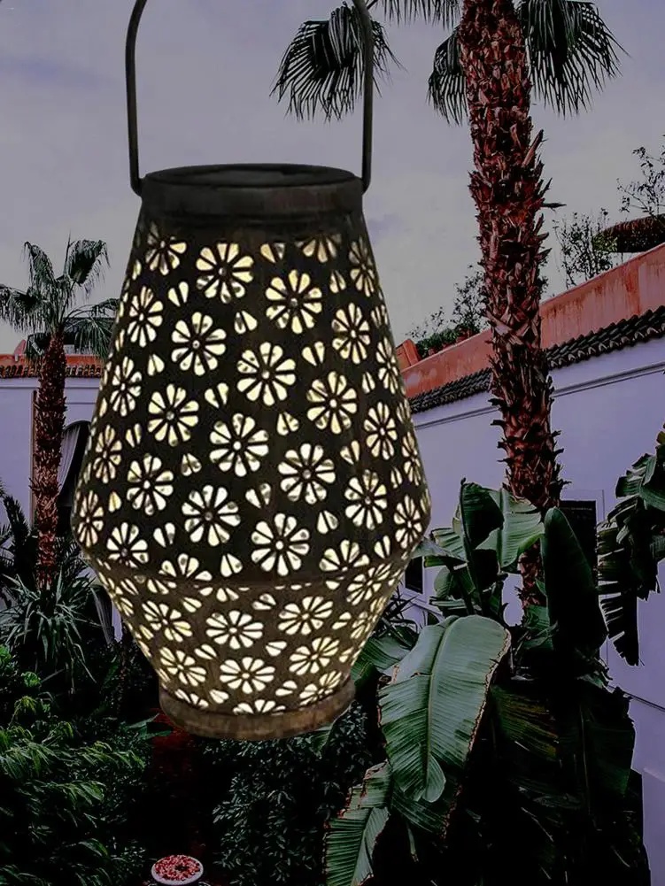 

Уличный фонарь на солнечной батарее, подвесной фонарь из кованого железа для сада, украшения газона, улицы, ландшафта, Рождественский свети...