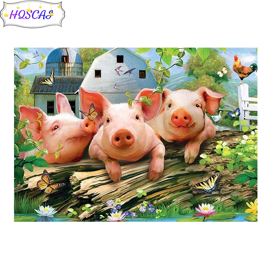 

3d Алмазная живопись «сделай сам», свинка, Цыпленок, животные, полноразмерная 5D алмазная вышивка «сделай сам», мозаика, вышивка крестиком, домашний декор
