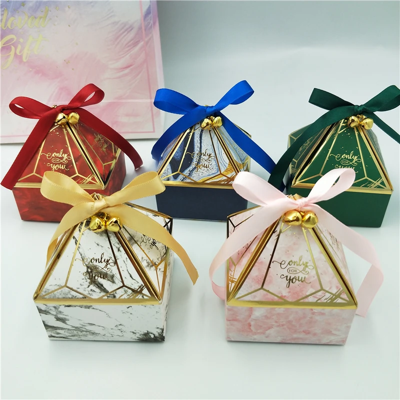 

Gift Box Wedding Supplies Party Candy Box Baby Shower Paper Chocolate Boxes New Prismatic Creative Bronzing Packaging Boxes