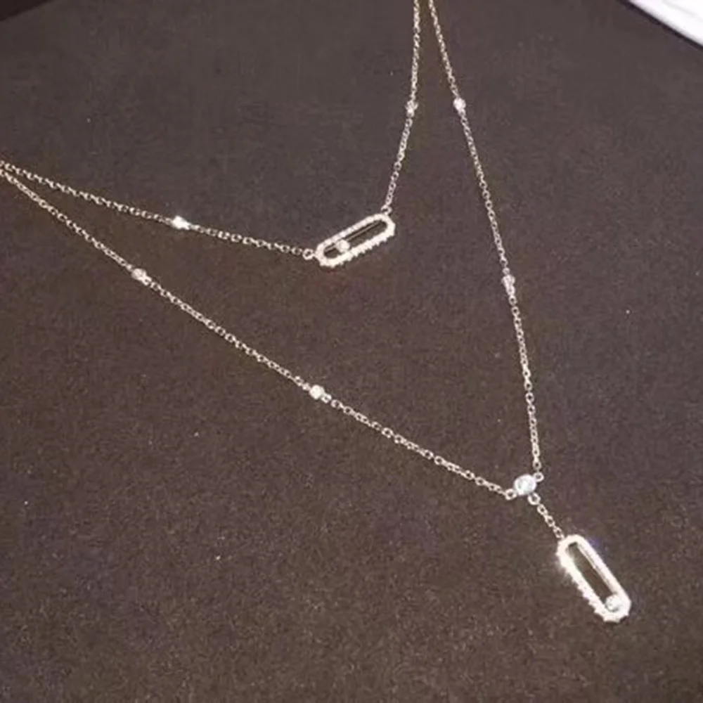 Женское ожерелье из серебра 100% пробы с двухуровневой подвеской | Украшения и
