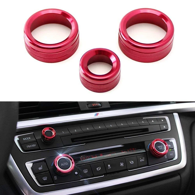 AC Climate Control and Radio Volume Knob Ring Covers for BMW 1 2 3 3GT 4 Series (F20 F22 F30 F31 F32 F33 F80 F82 F87) 3Pcs Red | Автомобили