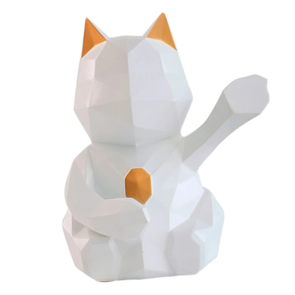3D смолы Lucky Cat украшения геометрический фигурка кошки на удачу днем Лаки статуя