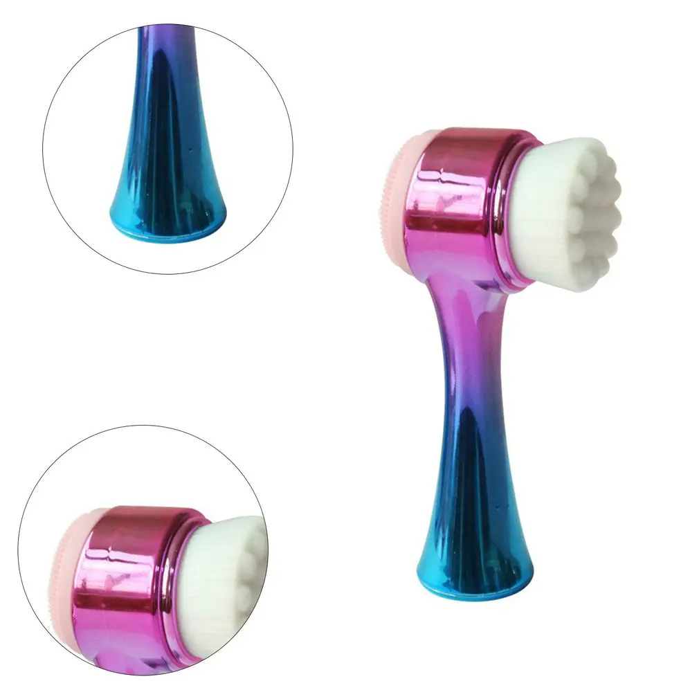 

Double Side Silicone Facial Cleanser Brush Face Cleaning Electroplated Face Washing Tools Brush Deep Clean Face
