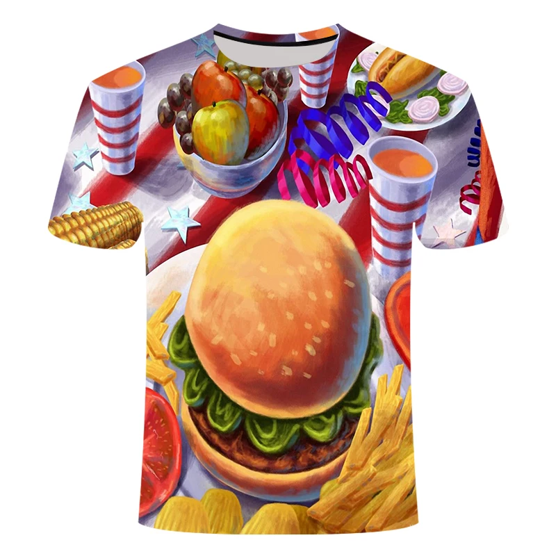 

Summer Men's T-shirt Food French Fries 3D Printing Men's Women's T shirt Casual Harajuku Design Tops Direct Delivery Size S-6XL