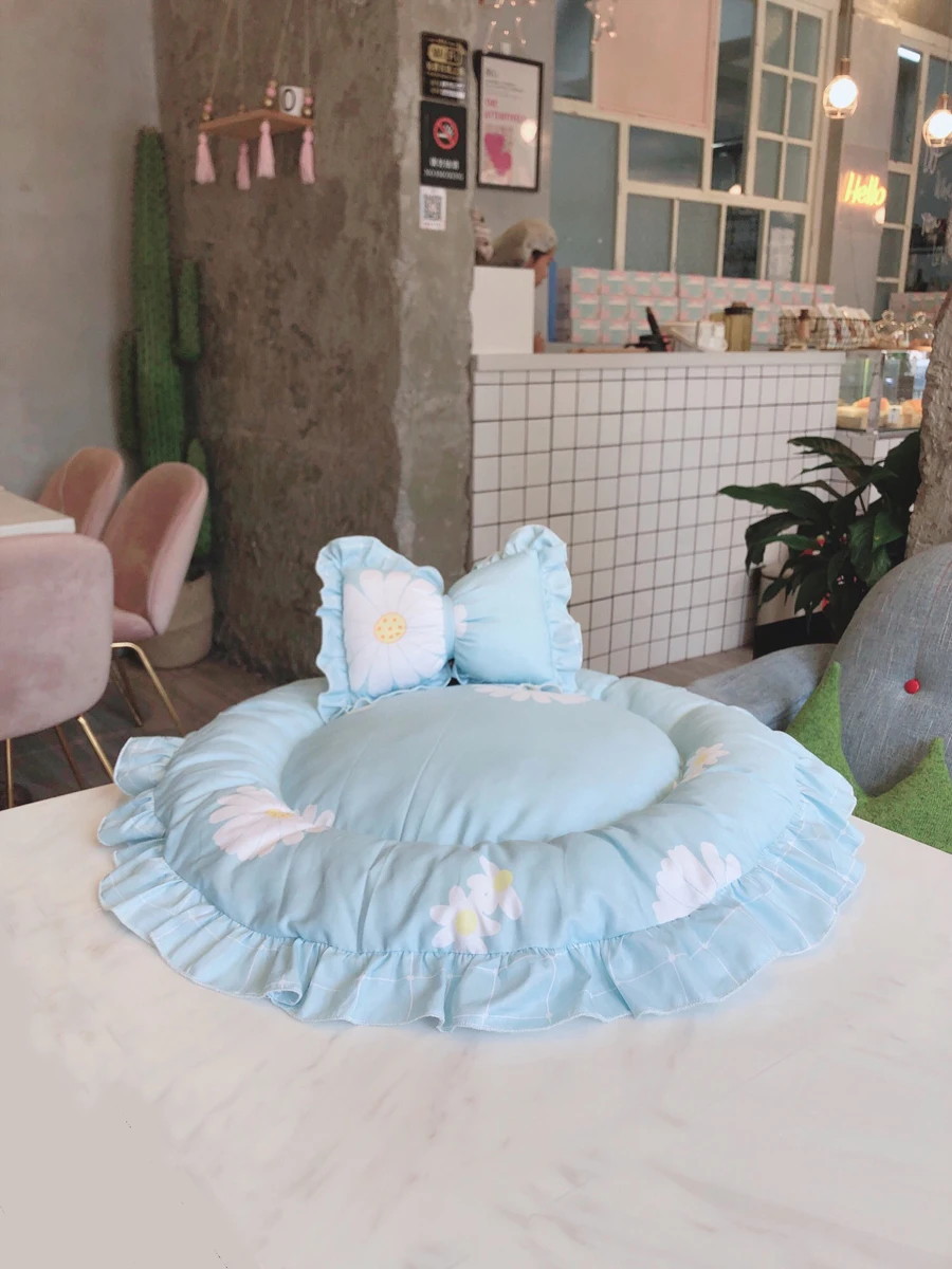 Круглый коврик для собак диван кошек кровать сна плюшевый Кот щенок мягкий дом