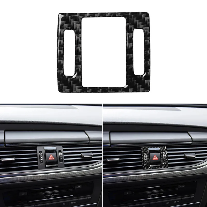 

10pcs Carbon Fiber Sticker For A6 S6 C7 A7 S7 4G8 2012-2018 Warning Light Switch Cover Emergency Flasher Button Frame Interior
