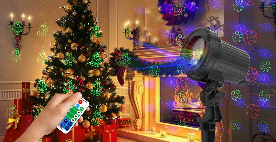 Инопланетянин открытый RGB 12 рождественские тематические узоры лазерный проектор огни водонепроницаемый сад открытый Рождественская елка праздничное освещение