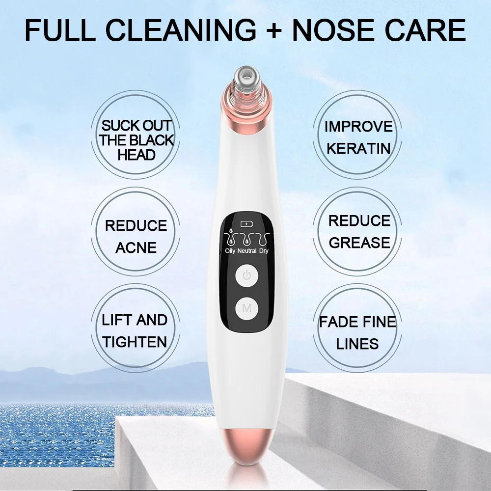 

6 IN 1 Blackhead Remover Vacuum Suction Nose Cleaner Facial Pore Cleaner Spot Acne Black Head Removal Beauty Face Skin Care Tool