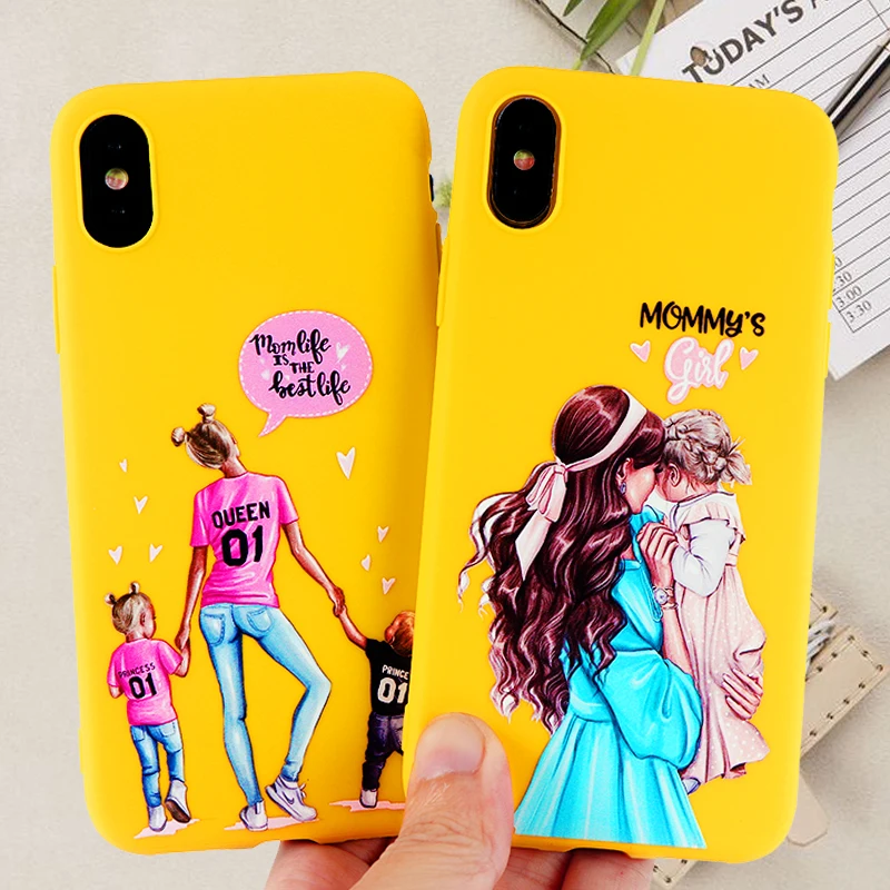 Модный мобильный чехол для iPhone X XS MAX XR 8 7 6s Plus чехлы мамы маленькой девочки мягкий