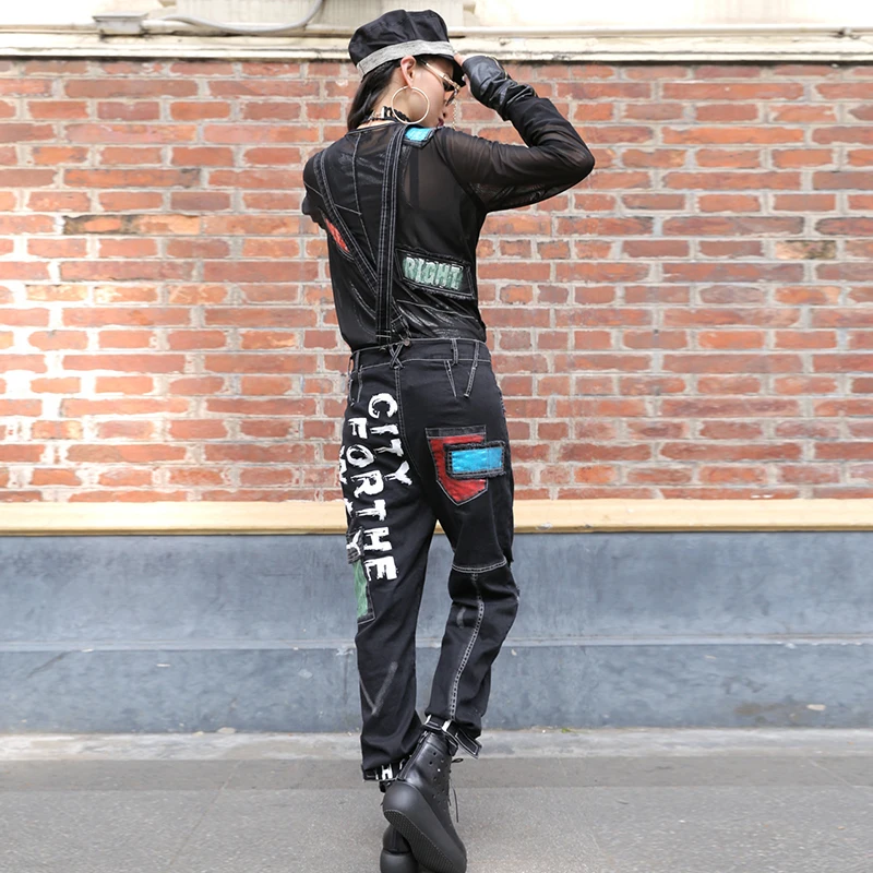 2020 Spring Women Loose Casual Harem Pants Silver Vest + Female Patchwork Jumpsuit Two Pieces Set Street Style Hip Hop Trousers | Женская