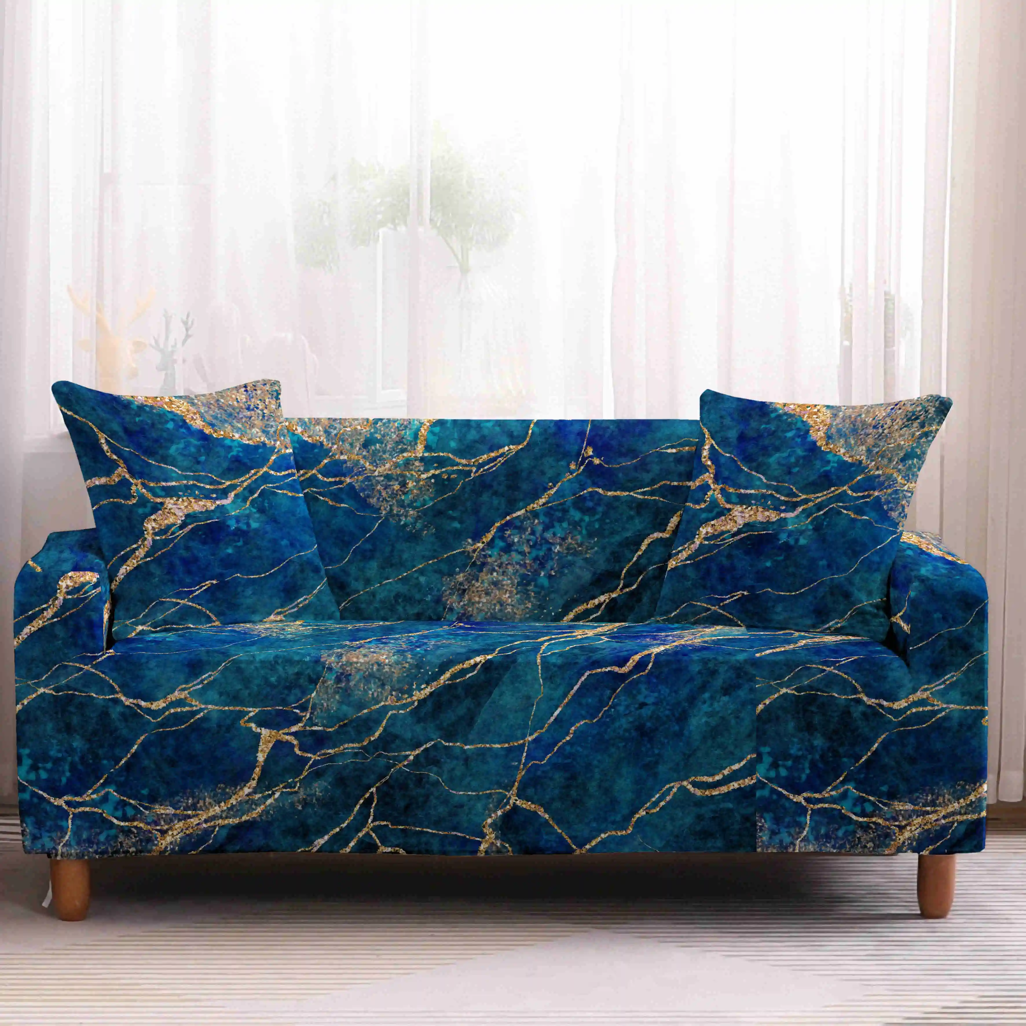 

2021 Marble Sofa Covers Elastic Stretch Couch Cover for Living room Sofa Furniture Protector 1/2/3/4 seater Slipcovers