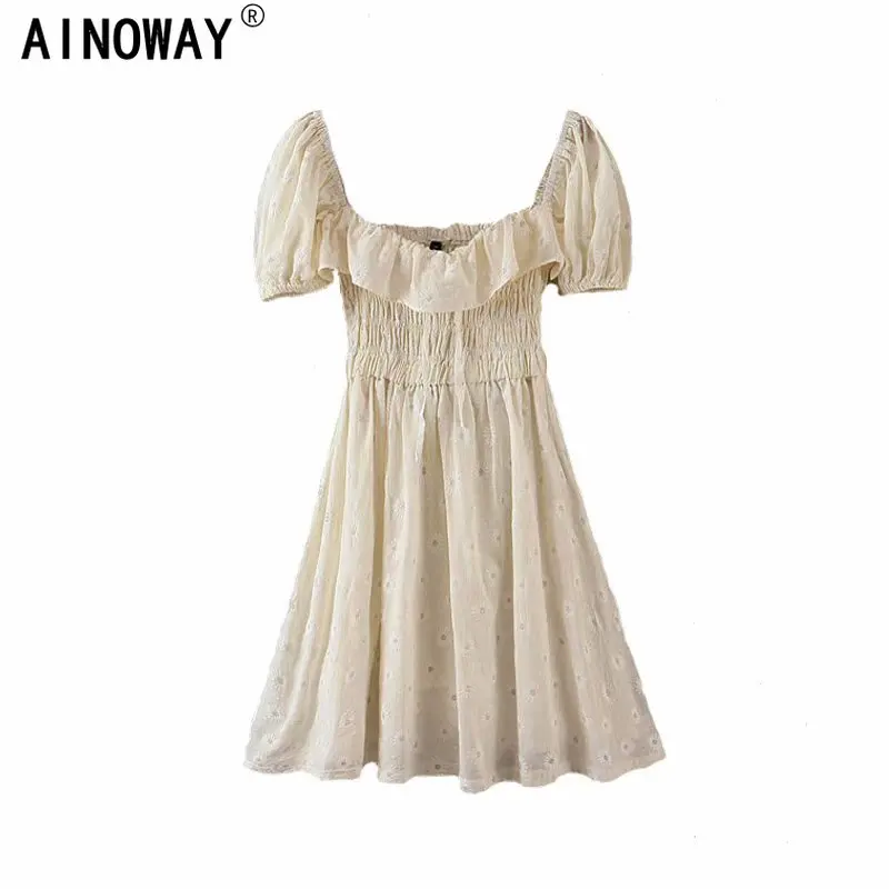 Винтажное шикарное женское пляжное богемное мини платье с цветочной вышивкой