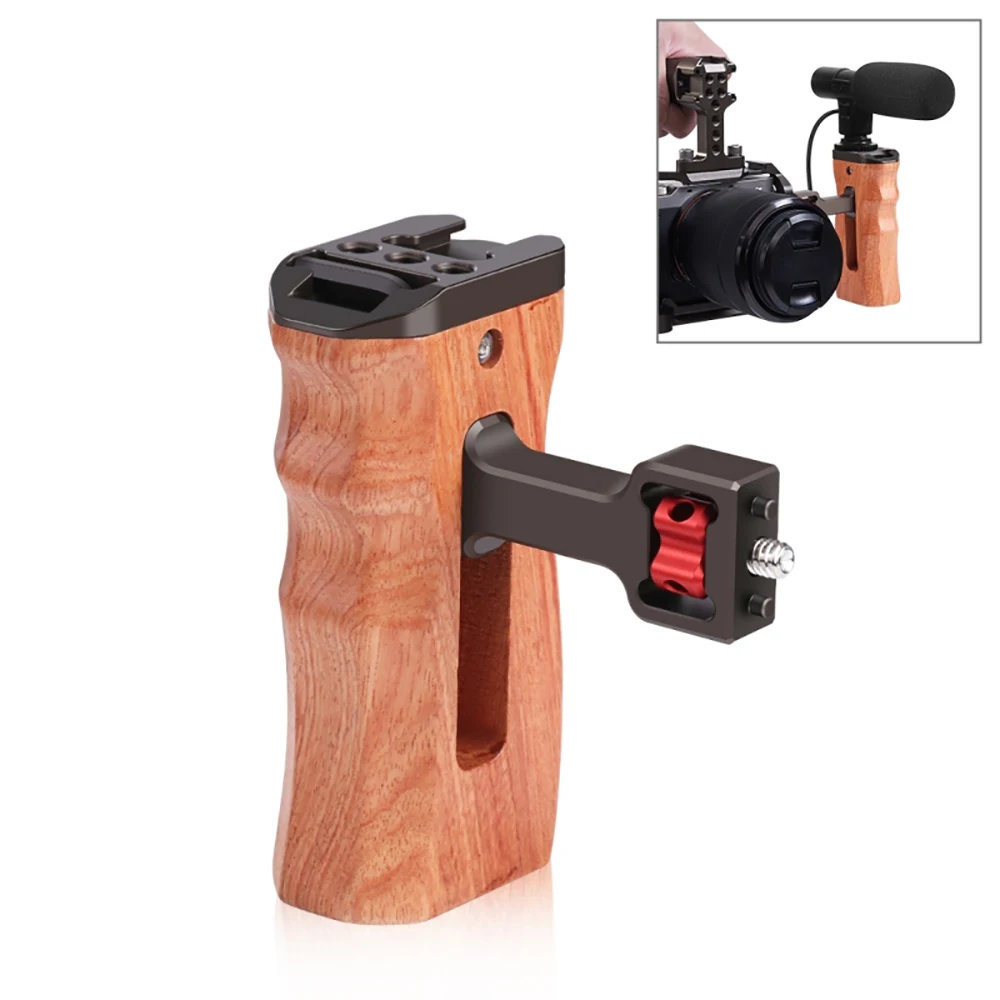 PULUZ Fat Cow SLR Camera Rabbit Cage Wooden Handle Universal Microphone Fill Light Side Grip Handle