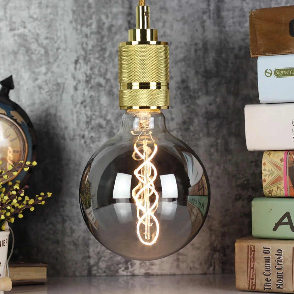 

TIANFAN Led Bulbs Vintage Light Bulb G125 Big Globe Smoke Spiral Led 4W Dimmanble 220/240V E27 Super Warm White Edison Led Bulb